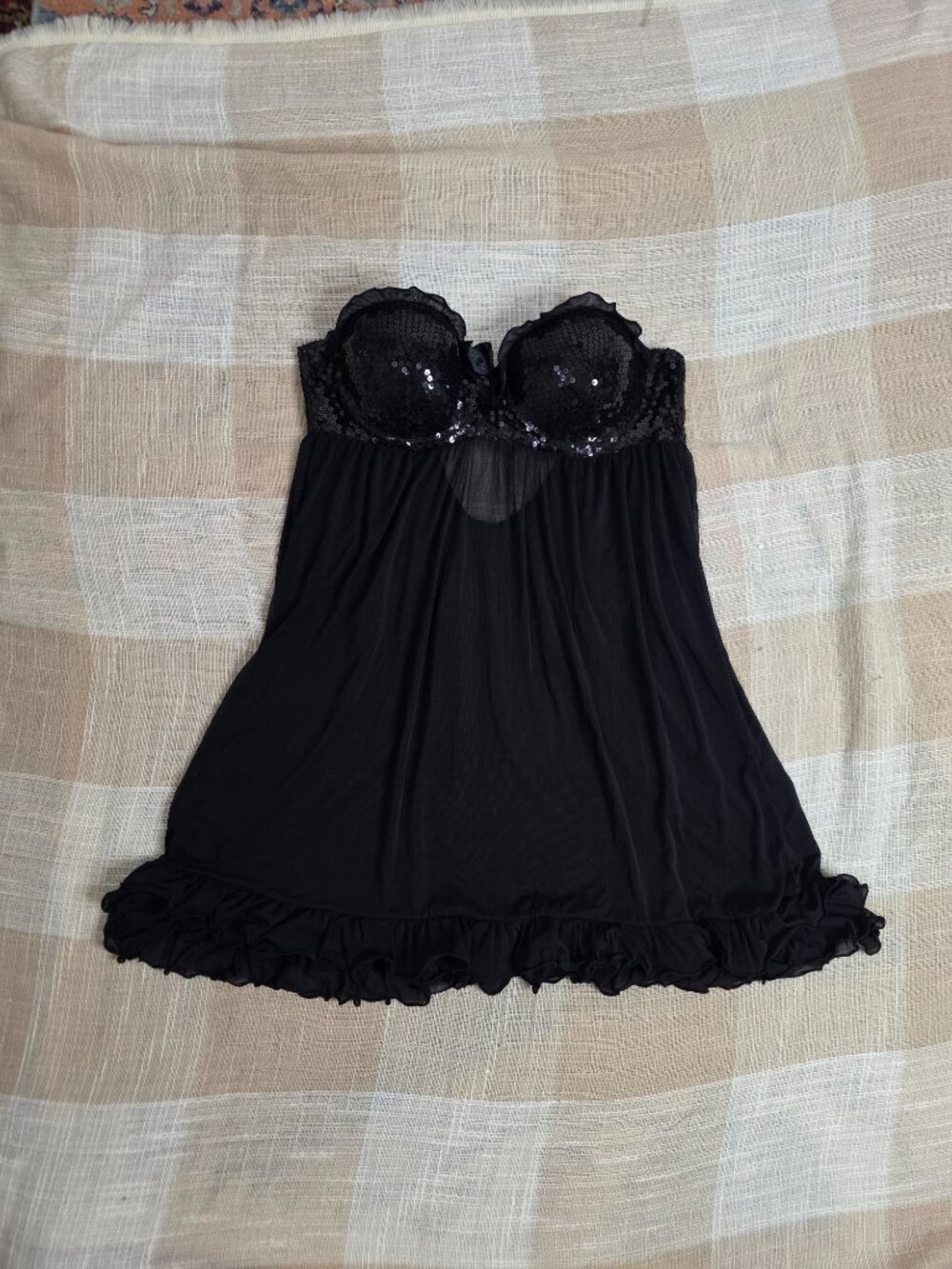 Vintage Regency Glam Gothic Alt Sabrina Carpenter Torrid Sequined Babydoll Dress - Picture 6 of 14